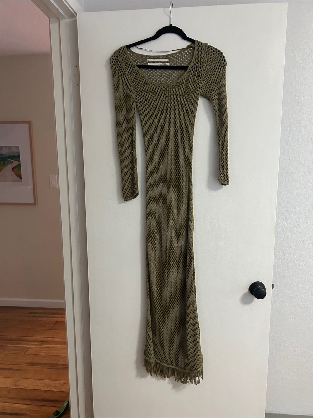 Anthropologie Olive Crochet Maxi Coverup with Fringe